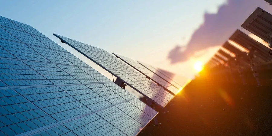 Sun Above the Solar Farm