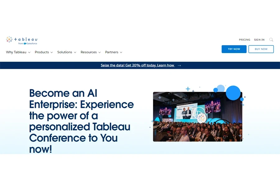 Tableau’s home page for their retail analytics software