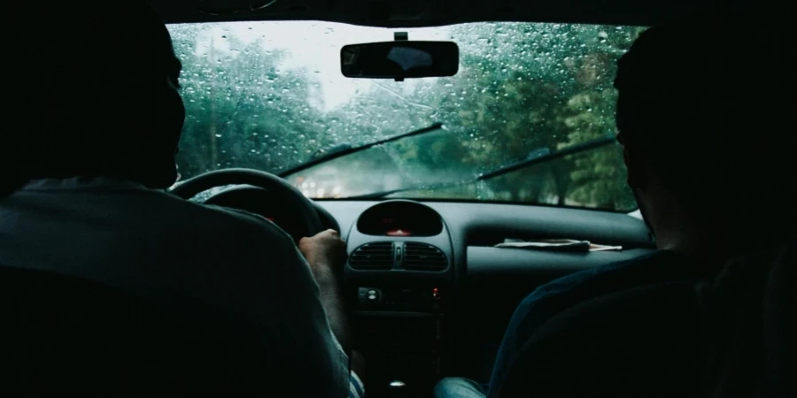 Two Men Inside Moving Vehicle