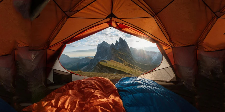 View from tent to the mountain