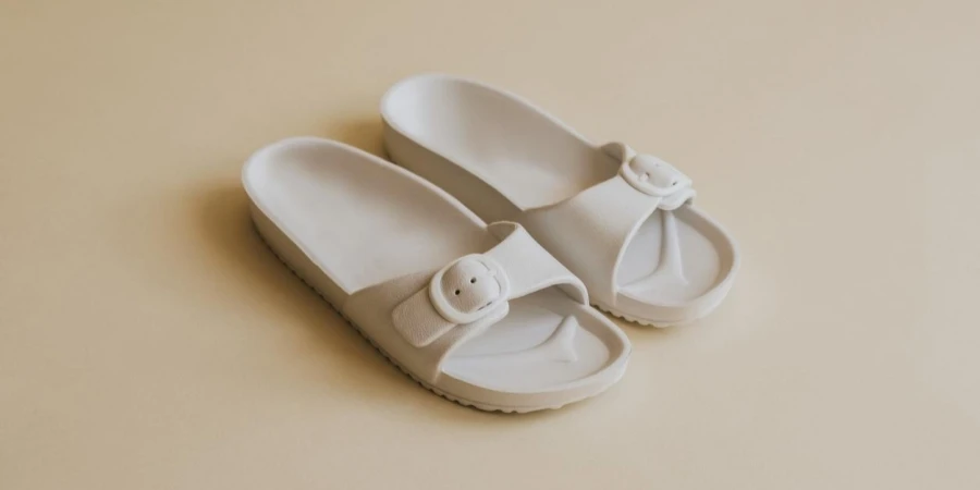 White buckle slide sandal slippers