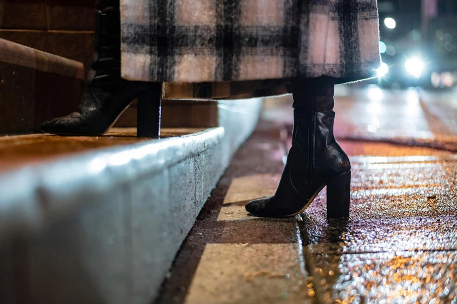 Woman Walking on Stairs