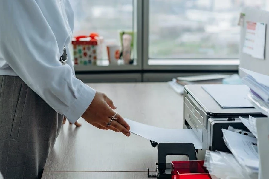 Woman printing in an office