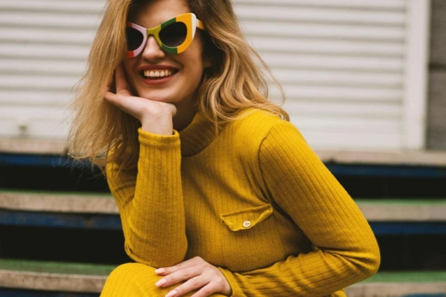 Women's Yellow Long-sleeved Dress