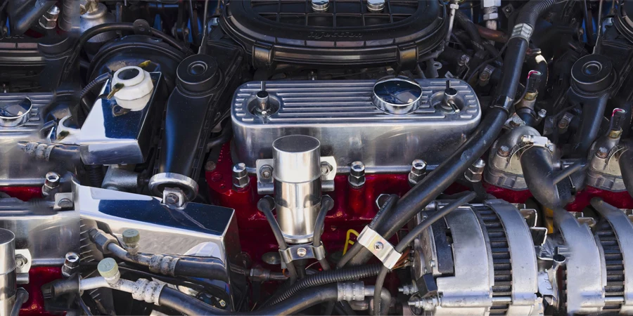 a close up of a engine of a car