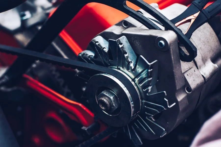 a close up of a motorcycle engine and gear