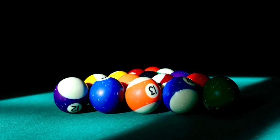 billiard balls with black background