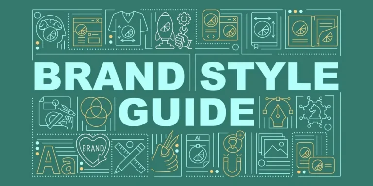 ‘BRAND STYLE GUIDE’ written across a green background
