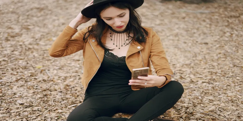 woman in a brown barn jacket