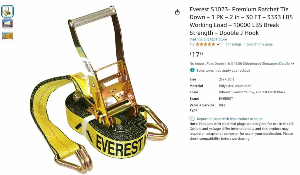 Everest Premium Ratchet Tie Down