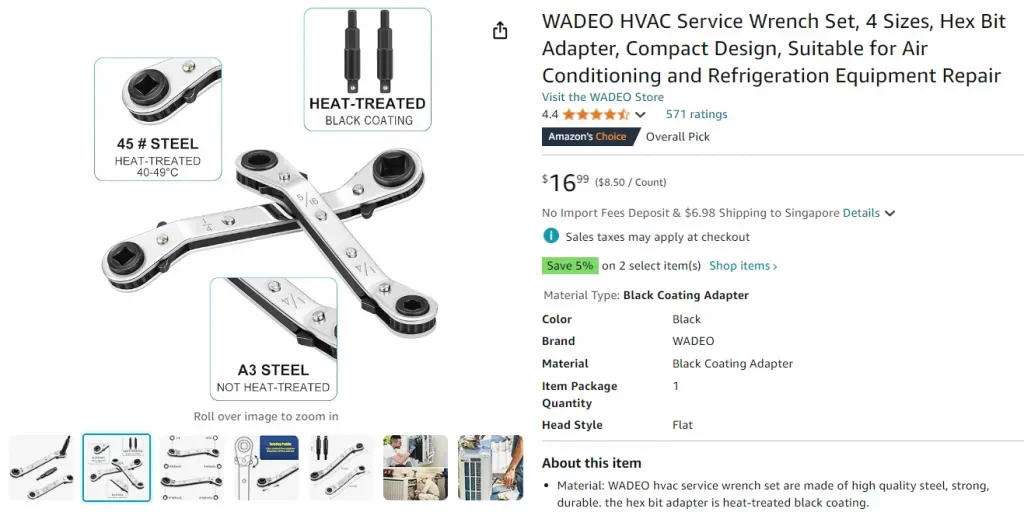 WADEO HVAC Service Wrench Set