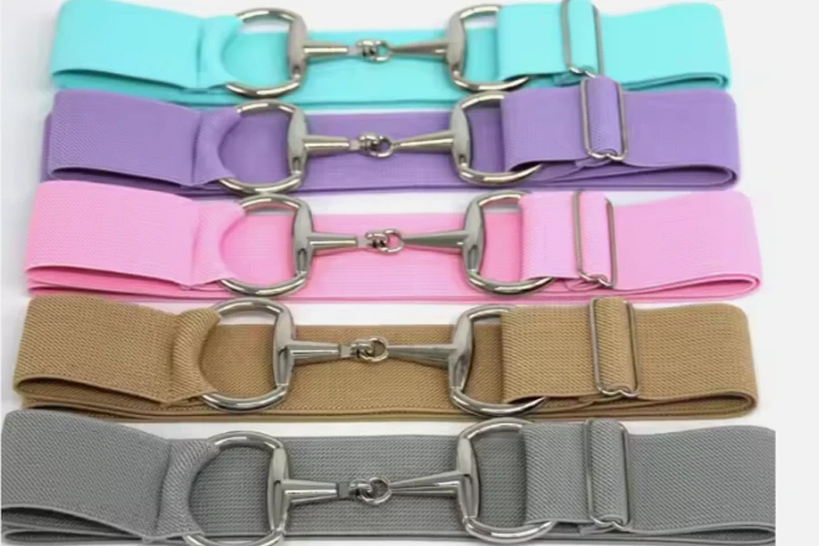 1.5inch 2inch Elastic Equestrian Belt Snaffle Bit Buckle Horseback Riding Belt Nylon Silver Fabric Adjustable Customization