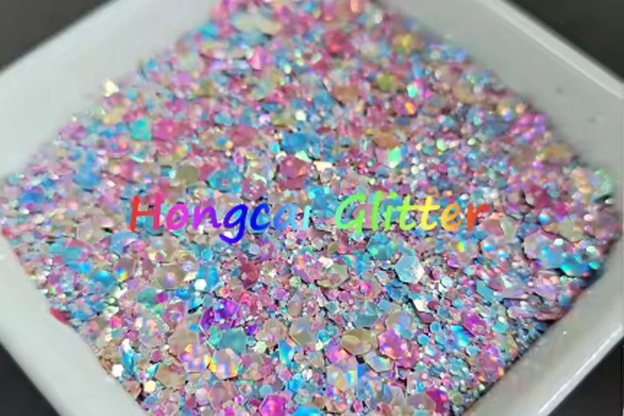 3D Holographic Mixed Glitter in Cat Eyes Design