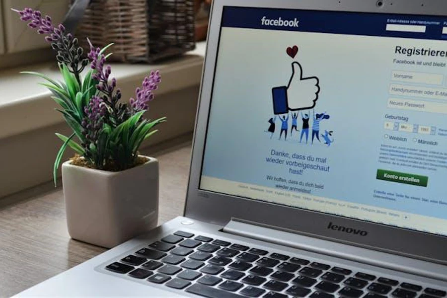 A laptop with Facebook website opened