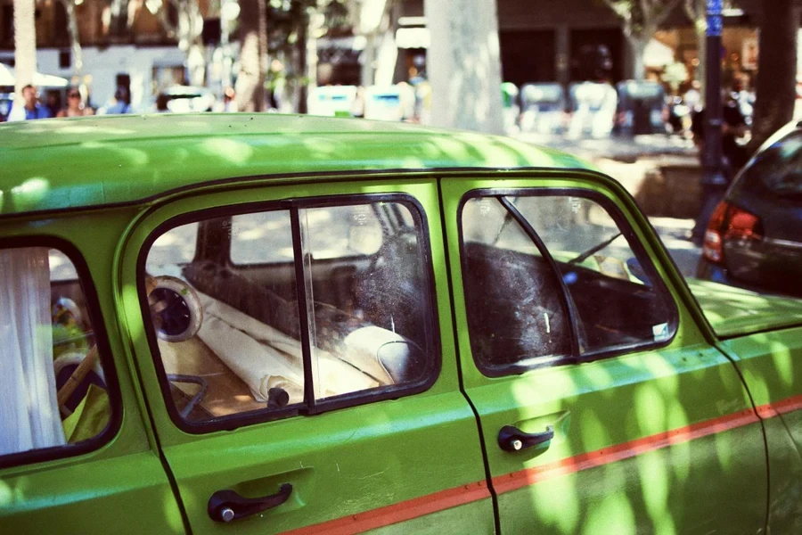 A little bit from the flat everyday standing car in Palma old town on Mallorca