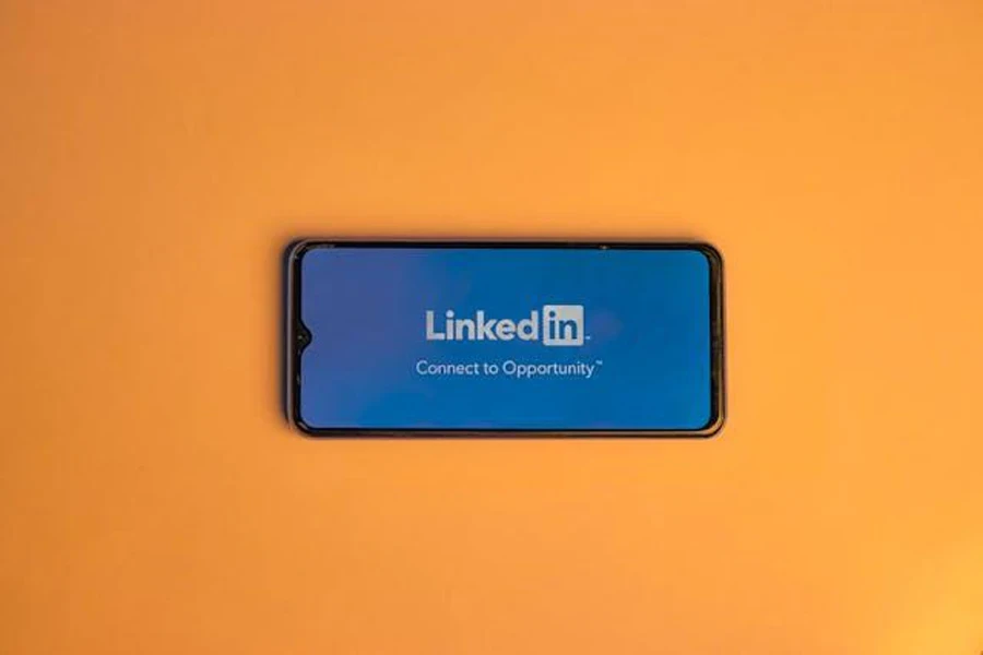 A mobile phone with LinkedIn logo