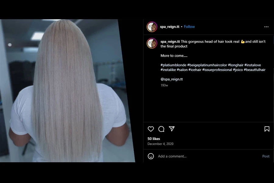 A screenshot of a model with Beige platinum hair