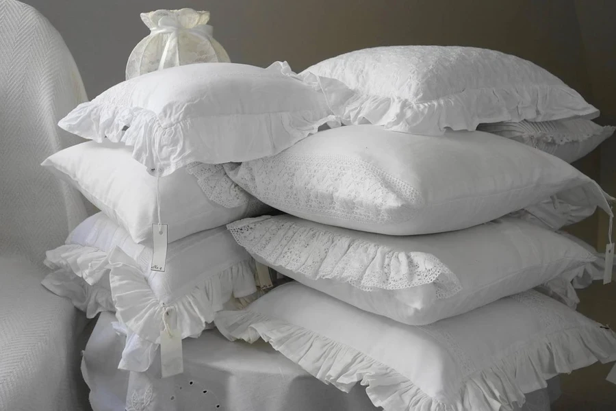 A stack of white pillows