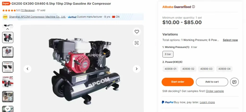 APCOM GX200-GX460 Gasoline Air Compressor