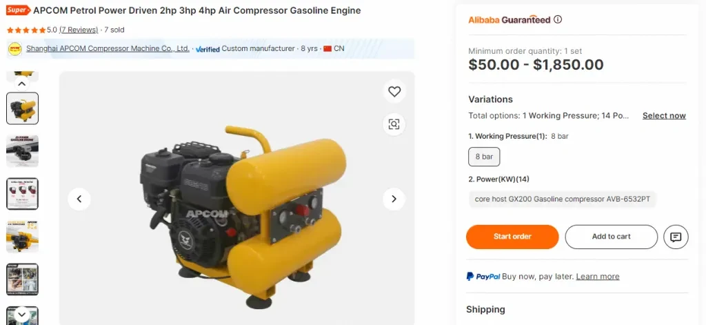 APCOM Petrol Power 2-4HP Gasoline Air Compressor