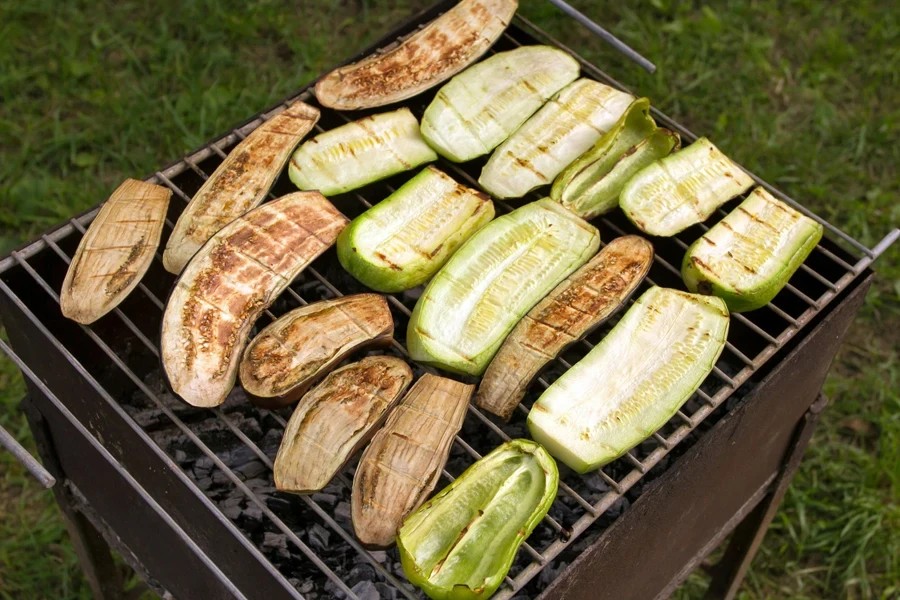 Barbecued Fresh Vegetables With Eggplant And Zucchini