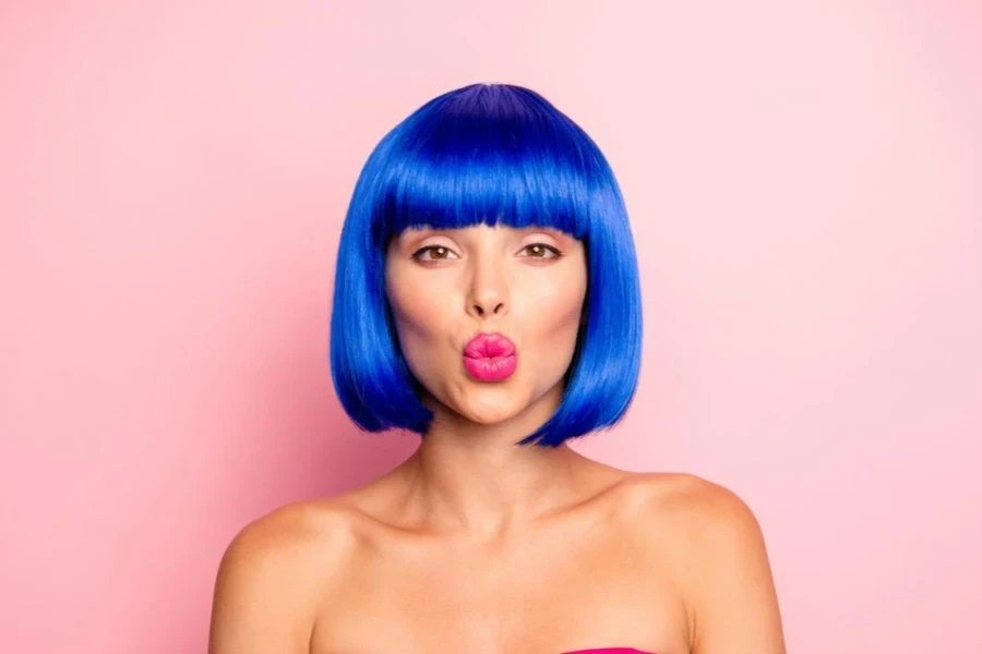 Blue wig with bang