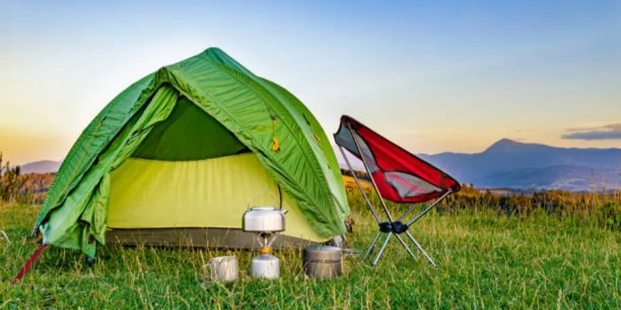 Camping High in the Mountains with Mountain Views