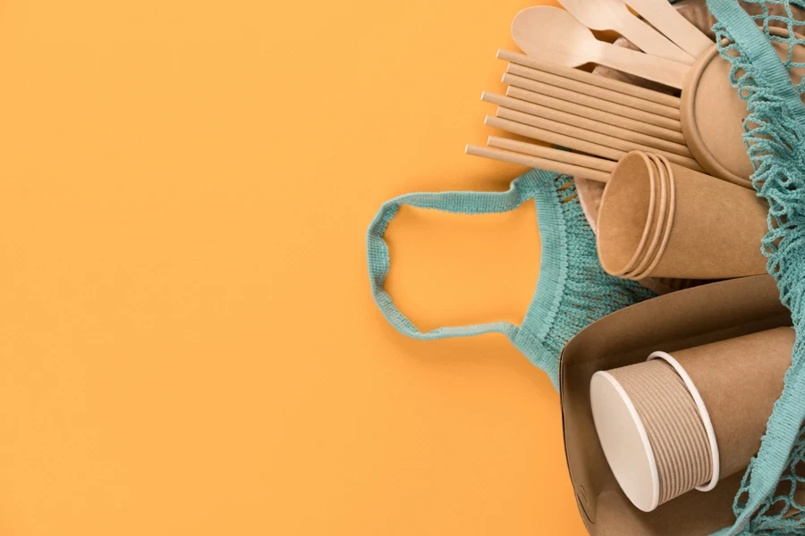 Disposable Dinnerware in Yellow Background