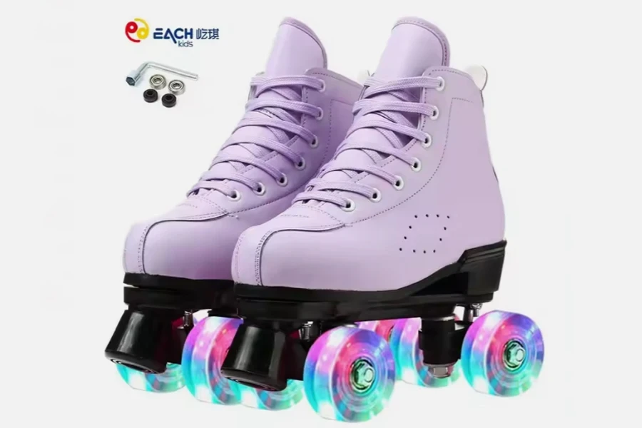 EACH High Quality PU Material Quad Roller Skates Flashing 4 Wheels for Adults Wholesale Skate Shoes for Roller Skating