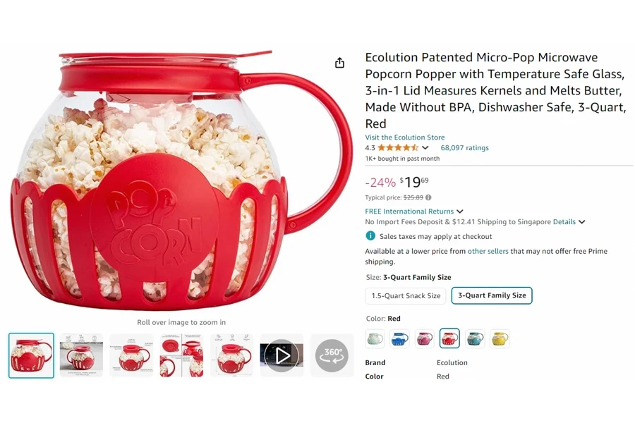 Ecolution Patented Micro-Pop Microwave Popcorn Popper