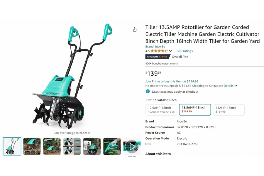 Electric Garden Tiller Electric Cultivator