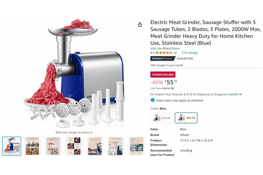 Electric Meat Grinder, Sausage Stuffer with 3 Sausage Tubes