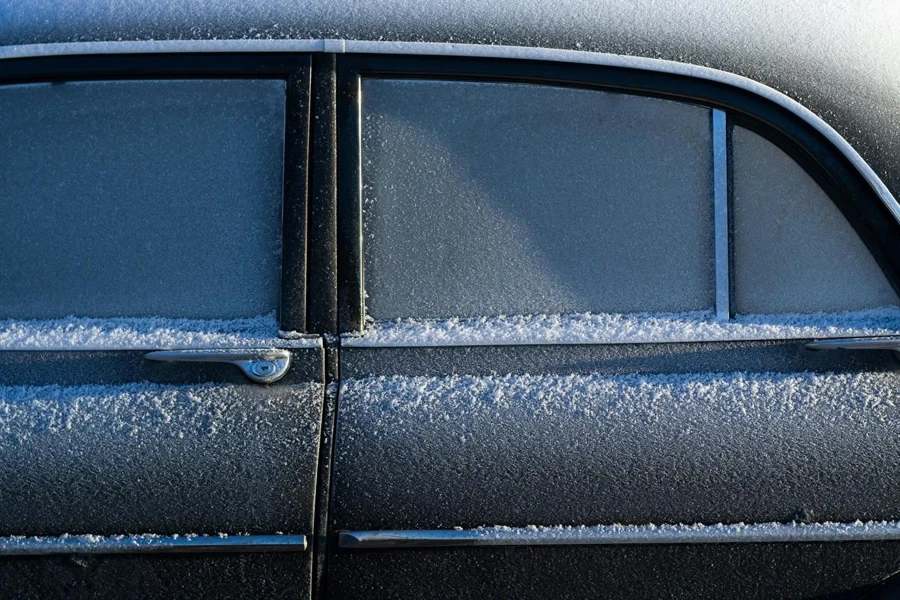 Frost on black car