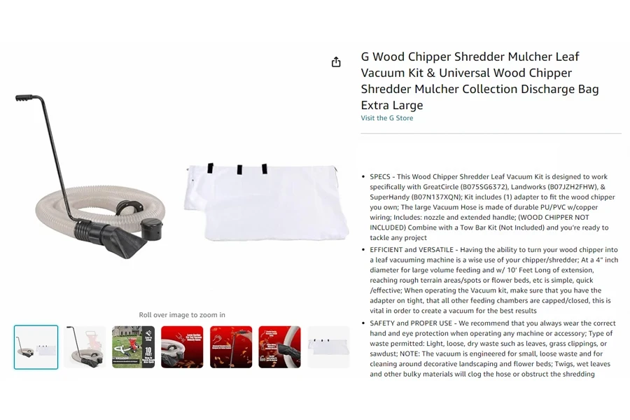 G Wood Chipper Shredder Mulcher Leaf Vacuum Kit