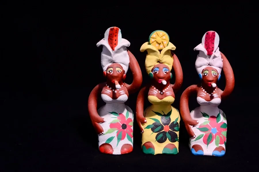 Handmade clay statues of Cuban women