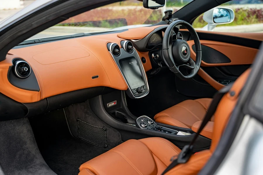 Interior photo of a Mclaren sports car