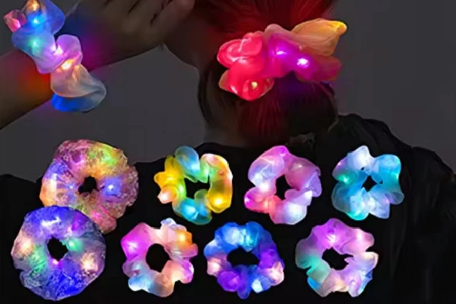 LED Hair Scrunchies Light Up Elastic Bands