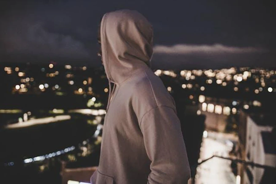 Man wearing a pullover hoodie