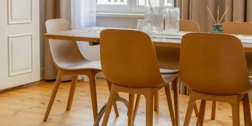 Minimalist wooden dining table and chairs