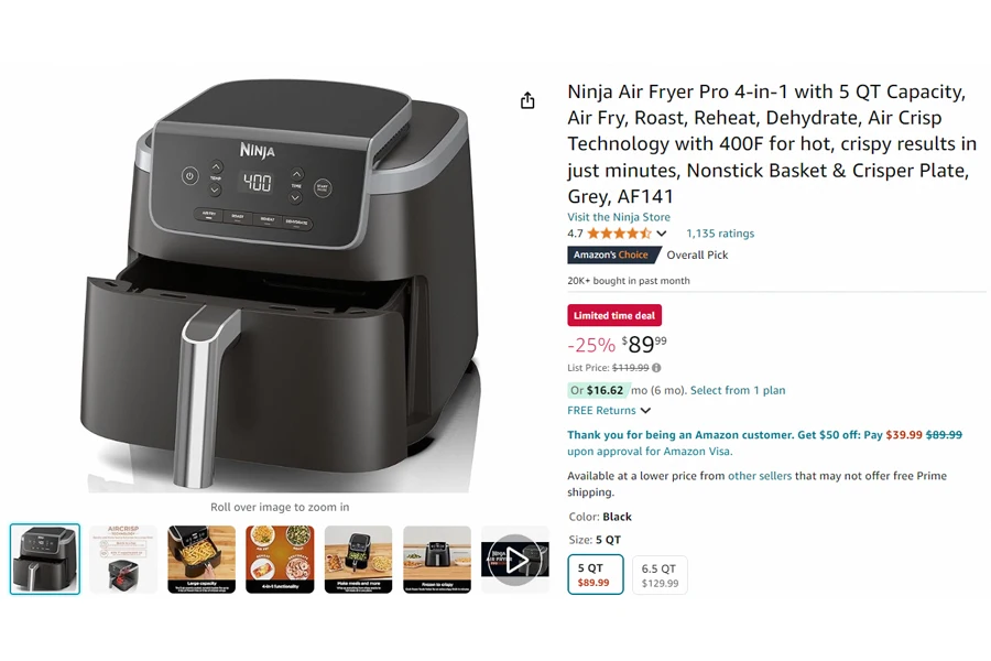 Ninja Capacity Dehydrate Technology AF141 Fryer