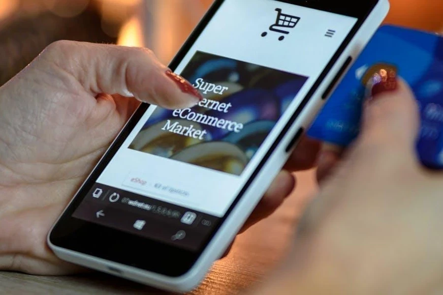 Person shopping online with a smartphone