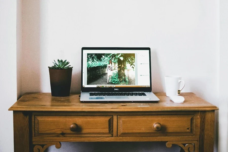 Photo of Laptop over a storage drawer