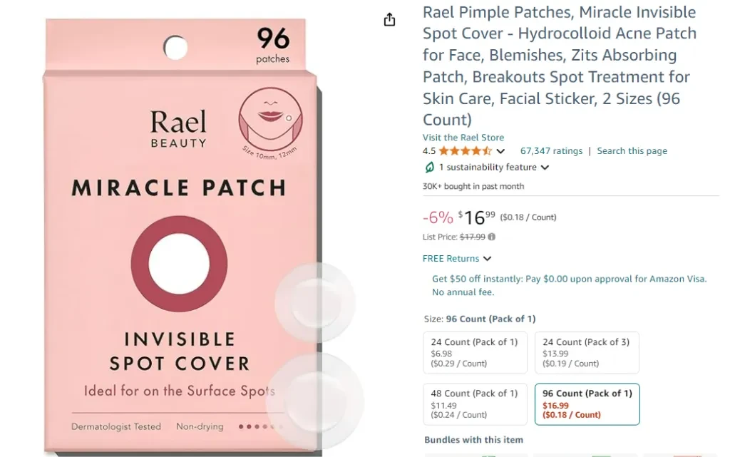 Rael Pimple Patches, Miracle Invisible Spot Cover