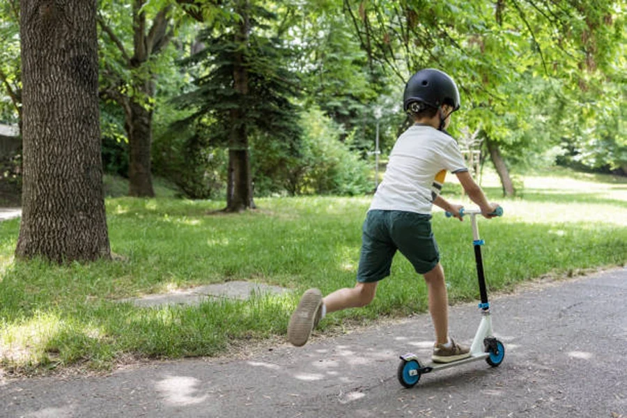 Riding Push Scooter in the Park