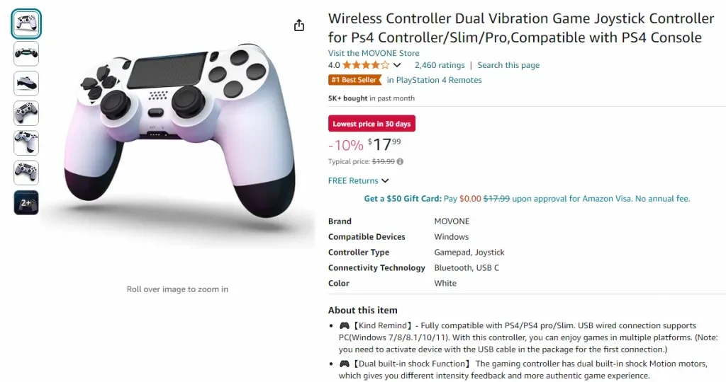 Screenshot of this product in Amazon