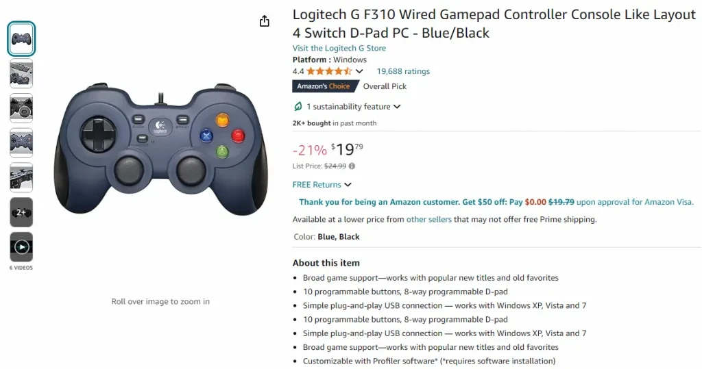 Screenshot of this product in Amazon