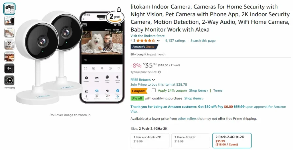 Screenshot of this product in Amazon