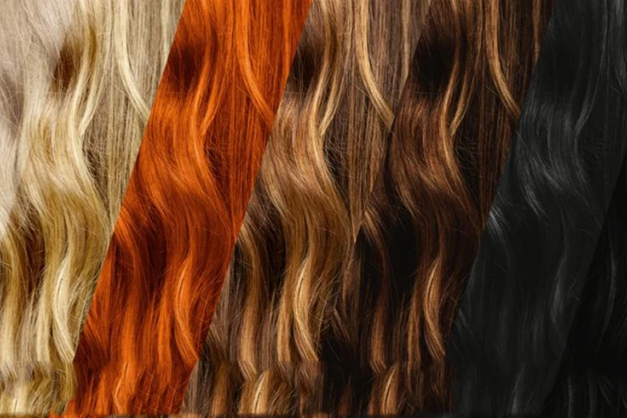 Set of different natural hair color swatches