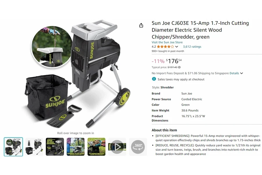 Sun Joe CJ603E 15-Amp Wood Chipper