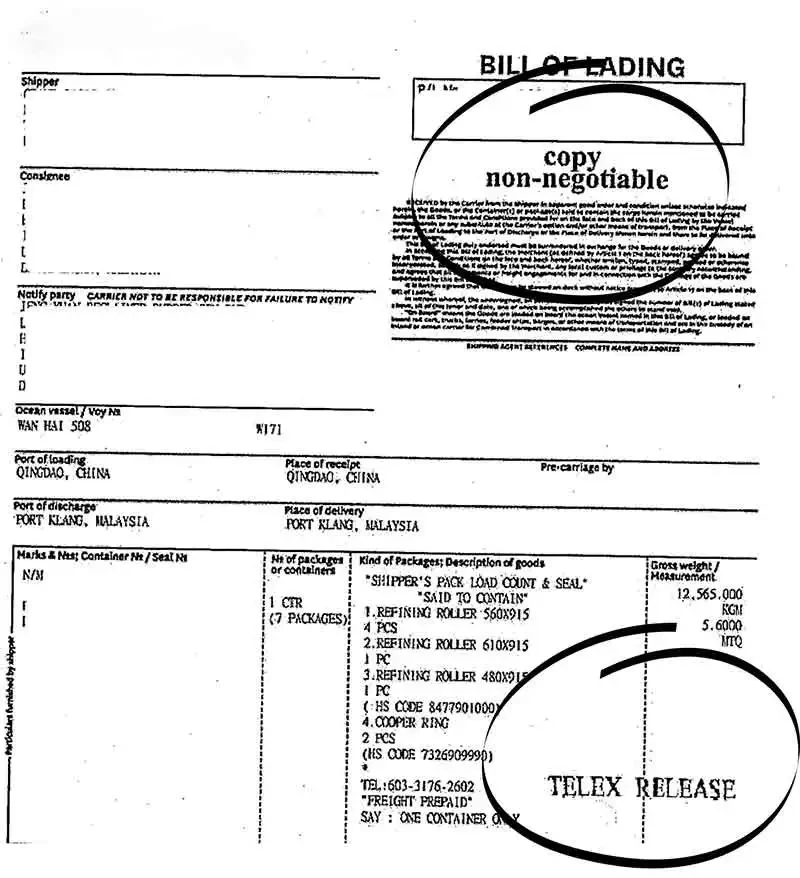 Telex release example